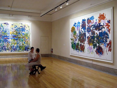 <p>Installation view at Butler Art Museum with <em>Riviere</em>, 1990 (left) and <em>Sunflowers</em>, 1990&ndash;91 (right).</p>