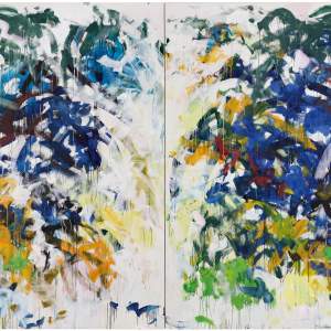 Beauvais, 1986, abstract painting on 2 canvases by artist Joan Mitchell