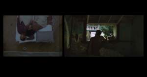 Split image: Left shows two people lying on a bed with books, right shows a person sitting on a bed by an open window, reading.