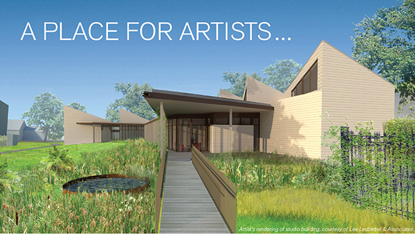 <p>Artist&#39;s rendering of the studio building on the Joan Mitchell Center campus, courtesy of Lee Ledbetter &amp; Associates.</p>