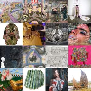 Grid of details of artwork by the 2023 Artists-in-Residence