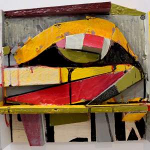 Painted wood sculpture by artist John Barnes