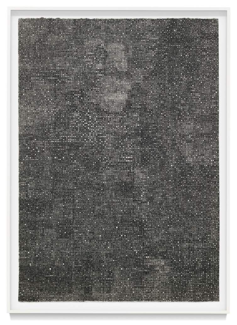Star Data II is a pencil drawing that creates a dense page of marks reminiscent of woven fabric of patterns of stars.