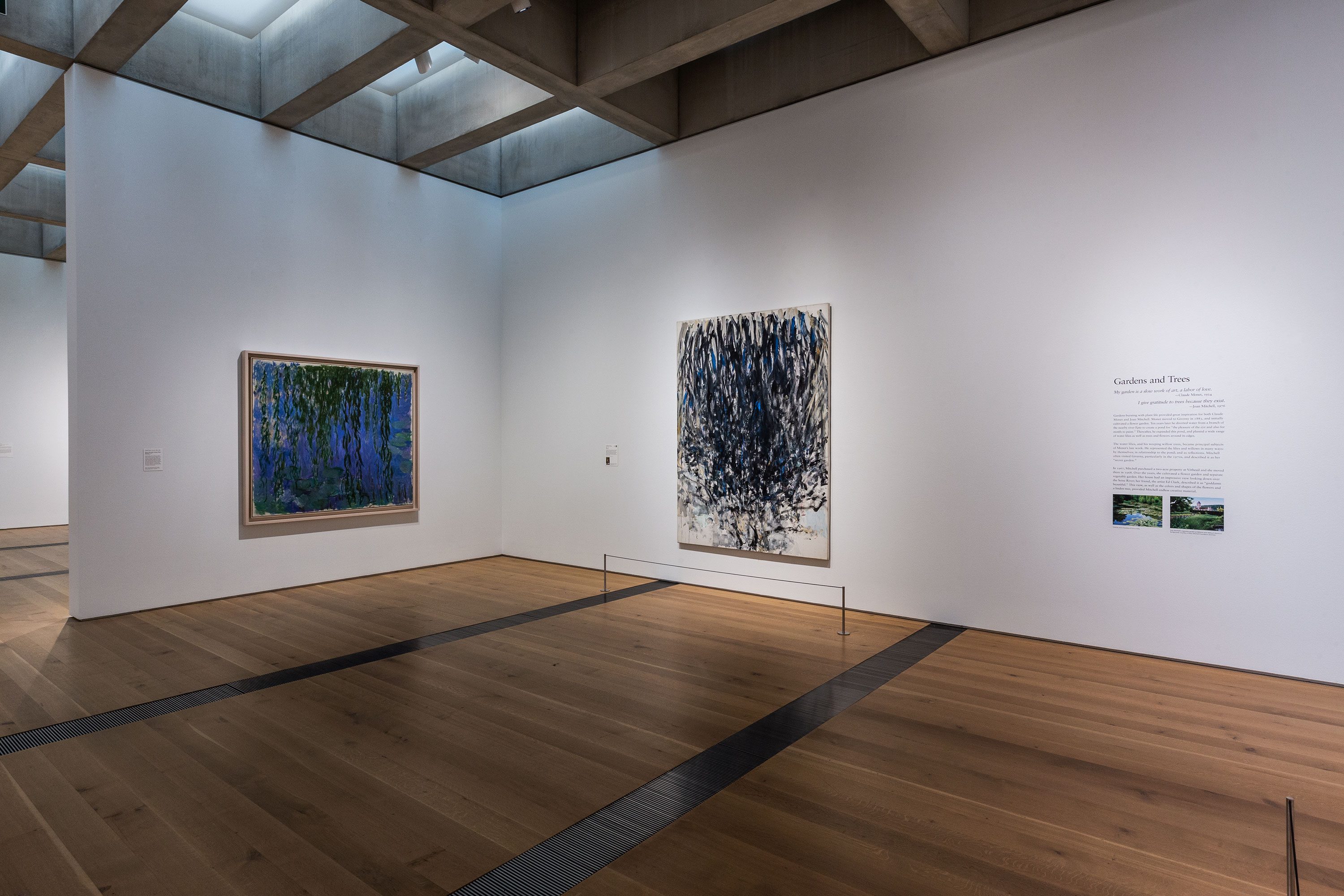 Joan Mitchell reflects Monet's waterlilies in Bois de Boulogne and Barcelo  uses Grisaille in Pantin