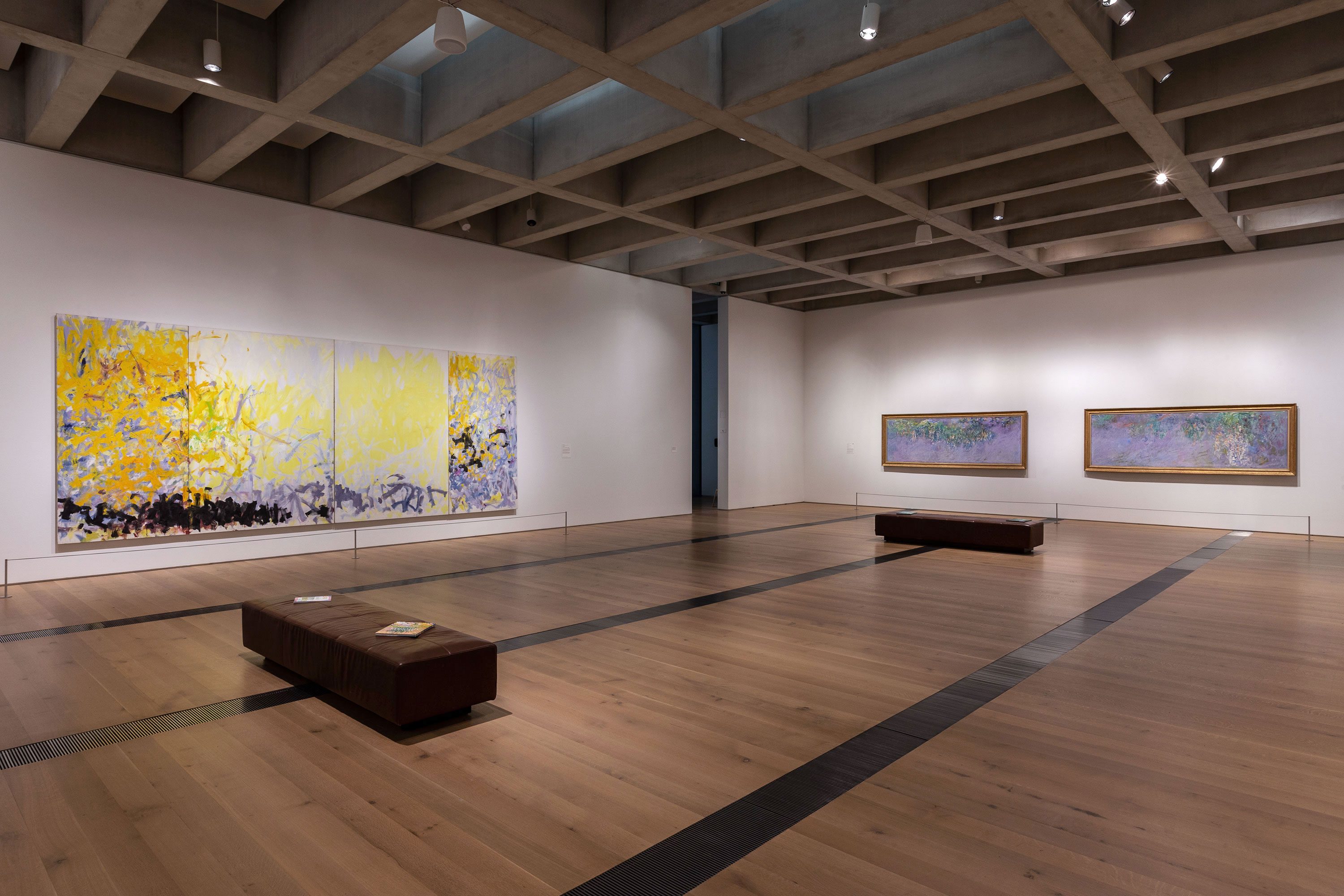 Joan Mitchell reflects Monet's waterlilies in Bois de Boulogne and Barcelo  uses Grisaille in Pantin