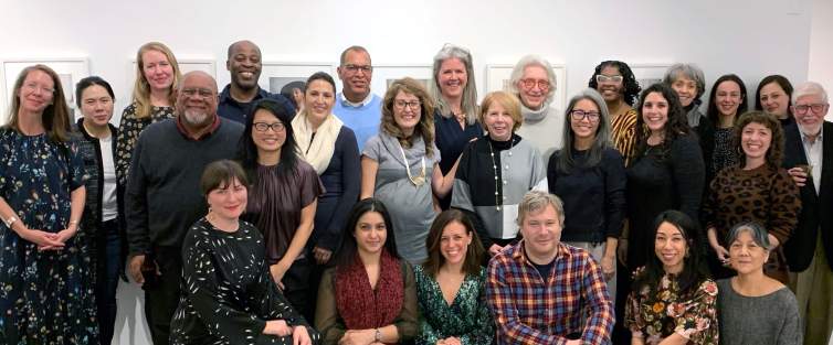 Group of 25 board members and staff of the Joan Mitchell Foundation of various ages and appearance facing the camera